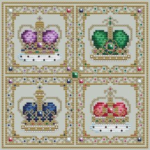 Medieval Quilt, Shannon Christine Designs Cross Stitch, Queen Cross Stitch, The Crown Jewels, Gold Work Embroidery, Dishcloth Knitting Patterns, Winter Cross Stitch, Cross Stitch Christmas Ornaments, Cross Stitch Love