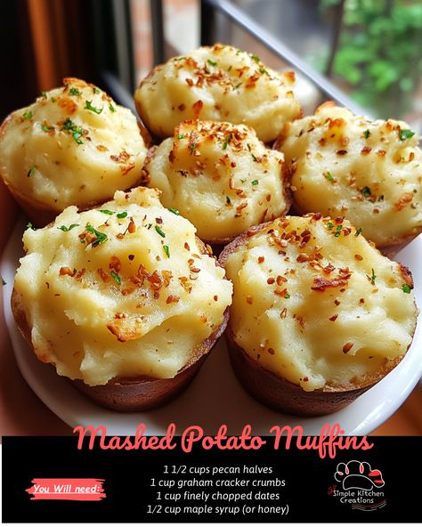 Looking for a new way to enjoy mashed potatoes? Try these tasty Mashed Potato Muffins! Perfect for a side dish or snack, these muffins are sure to be a hit with the whole family. Check out the recipe on our Pinterest board for a delicious twist on a classic favorite. #mashedpotatoes #recipeidea #comfortfood #muffins #sidedish. Mashed Potatoes In Muffin Tin Recipe, Muffin Tin Mashed Potatoes, Potatoe Appetizers For Party, Mashed Potato Muffins, Mashed Potato Muffins Recipe, Potatoes In Muffin Tin Recipe, Leftover Mashed Potato Recipes, Kids Dinners, Toddler Muffins