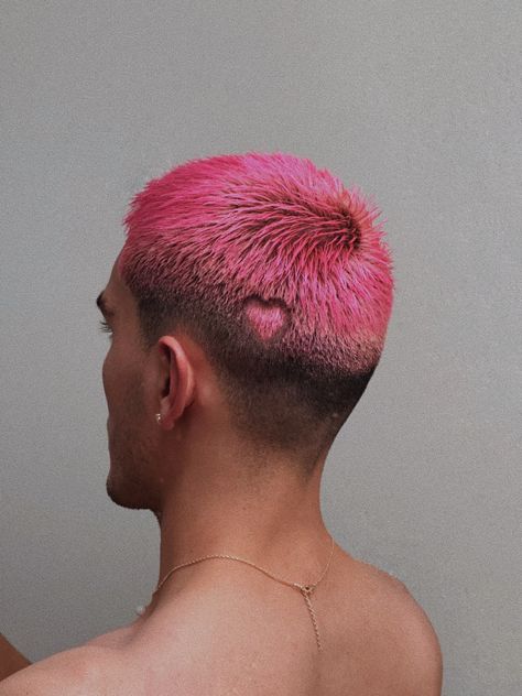 Heart hair, mens pink buzzcut Buzzcut Colored Hair Men, Men’s Pink Hair, Pink Buzzcut Men, Red Buzzcut, Pink Buzzcut, Pink Hair Men, Guys With Pink Hair, Pink Hair Guy, Dusty Pink Hair