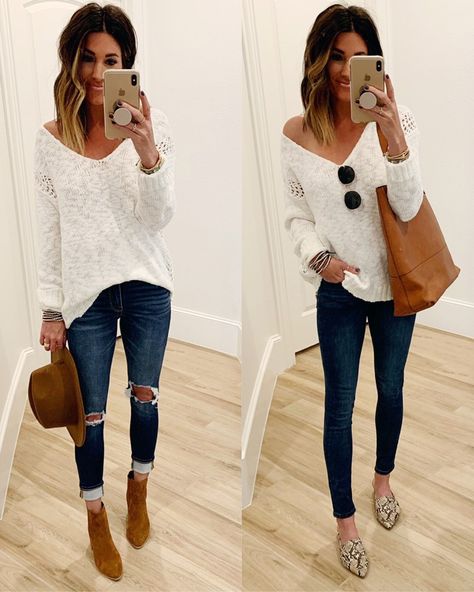 Casual Fall Outfits, Mom Outfits, Fall Winter Outfits, Outfit Idea, Outfits Casuales, Cute Casual Outfits, Simple Outfits, Ripped Jeans, Look Fashion