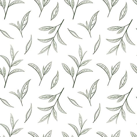 Simple Leaf, Iconic Photos, Vector Photo, Leaf Pattern, Seamless Pattern, Premium Vector, Green Tea, Seamless Patterns, Graphic Resources