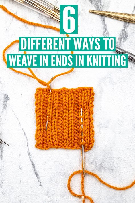 The best way to weave in ends in knitting - 6 different techniques How To Weave In Ends Knitting, How To End Knitting, Weave In Ends Knitting, Knitting Beginners, Felting Tutorial, Crochet Knit Blanket, Knitting Hacks, Knitting Help, Knitting Humor