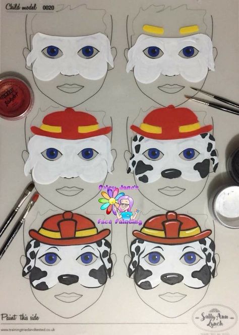 Paw Patrol Face Paint, Dog Face Paints, Easy Face Painting Designs, Face Painting For Boys, Paw Painting, Kids Masks, Painting Face, Face Painting Tutorials, Face Painting Easy