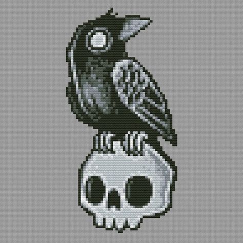 Little Crow Cross Stitch Pattern DMC Chart Two Color Variations Needlepoint Embroidery Chart Printable PDF Instant Download - Etsy Australia Diamond Art Patterns Free, Crow Cross Stitch Pattern, Crow Cross Stitch, Witch Cross Stitch, Beginner Knitting Patterns, Pixel Crochet, Tapestry Crochet Patterns, Beaded Cross Stitch, Pixel Pattern