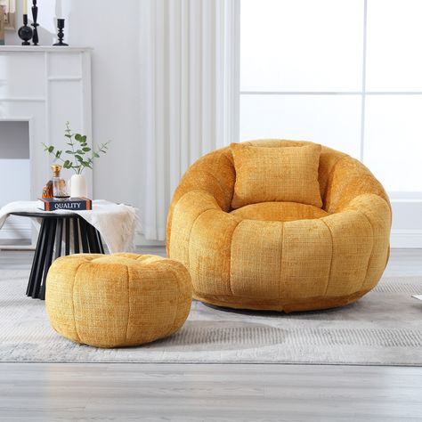 Product Features   Bean Bag for Adults Chair Lazy Sofa boucle Single Gaming Sofa Chair Accent Floor Soft Lounge Chair Single Leisure Living Room Chair with Ottoman for Home Bedroom  Living Room Chair Lazy Cozy Sofa Single Comfy Chair with Armrests…