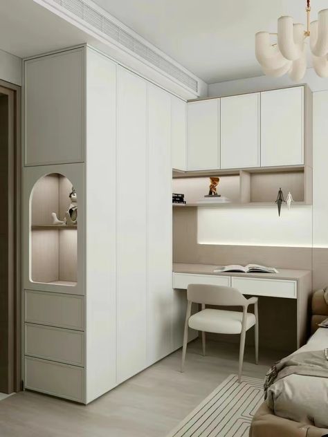 Wardrobe With Study Table Design, Cozy Window Seat, Idea Bedroom, Study Table Designs, Indian Bedroom, Kids Room Interior Design, Closet Design Layout, Luxury Closets Design, Bedroom Cupboard Designs