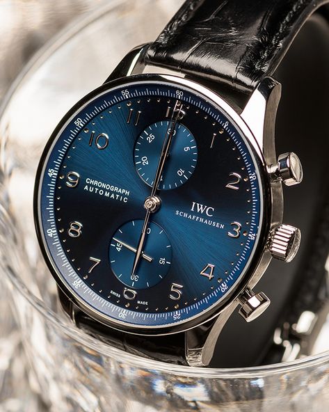 IWC Portugieser Chronograph. Ref. IW371491 #Portugieser #IWCBlueDial #IWCWatches Luminox Watches, Iwc Schaffhausen, Iwc Watches, Swiss Army Watches, Timex Watches, Blue Watches, Watches Unique, Stylish Watches, Analog Watch