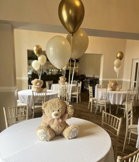 Gender Reveal Bear Table Decor, I Can Barely Wait Centerpieces, Bear Theme Gender Reveal Centerpieces, Teddy Balloon Centerpiece, Bear Birthday Table Decor, Teddy Bear Centre Piece, Table Centerpieces Baby Shower Boy, Neutral Bear Gender Reveal, Teddy Theme Decor