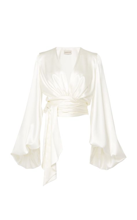 Shirts Women Fashion, Alexandre Vauthier, Satin Blouse, Looks Chic, Blouse Outfit, Looks Style, White Blouse, Fashion Tops, Moda Operandi