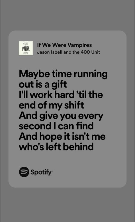 If We Were Vampires, Vampire Song, Jason Isbell, Investigative Journalist, Gray Hat, Time Running Out, Lyrics I Love, Spotify Lyrics, Private Investigator