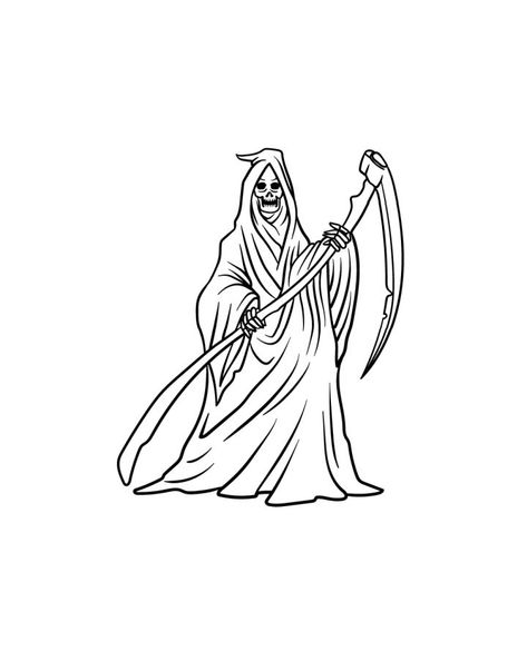 Grim Reaper Drawing Step by Step Guide Grim Reaper Drawings, Grim Reaper Stencil, Cool Grim Reaper, Female Grim Reaper, Grim Reaper Scythe, Grim Reaper Drawing, Easy Halloween Drawings, Reaper Drawing, Step By Step Sketches