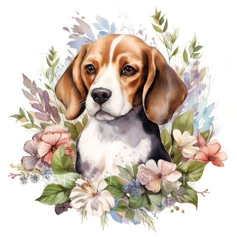 Cute Beagle Drawing, Charlie Tattoo, Beagle Clipart, Beagle Drawing, Beagle Tattoo, Beagle Art, Clipart Flowers, Puppy Portraits, Dog Illustrations