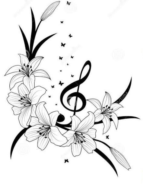 Music Note Tattoo, Moon Crafts, Note Tattoo, Skulls Drawing, Music Tattoos, Quilling Patterns, Treble Clef, Music Note, Lily Flower