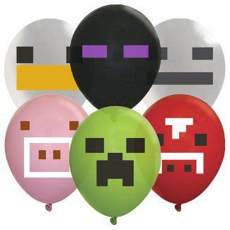 Minecraft Birthday Balloons, Minecraft Balloon Ideas, Minecraft Balloons, Minecraft Party Games, Minecraft Party Supplies, Indoor Party Games, Diy Minecraft Birthday Party, Princess Party Games, Minecraft Party Decorations