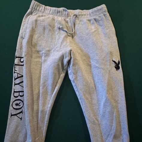 Playboy, Black and White sweatpants - Depop Black And White Sweatpants, White Sweatpants, Sweatpants, Black And White, White, Clothes, Black, Tracksuit Bottoms