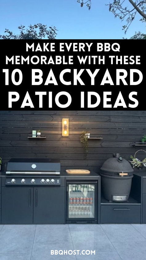 Ready to create a BBQ paradise? Check out these backyard patio designs with BBQ area ideas that blend functionality and style. From cozy fire pits to multi-purpose furniture, you’ll love these tips! Save this for later and click through for more tips! Barbecue Design Outdoor Grill Area, Small Bbq Area, Outside Grill Area, Garden Barbecue Area, Backyard Covered Porch, Outdoor Patio Kitchen Ideas, Patio Bbq Ideas, Diy Bbq Area, Covered Patio With Outdoor Kitchen