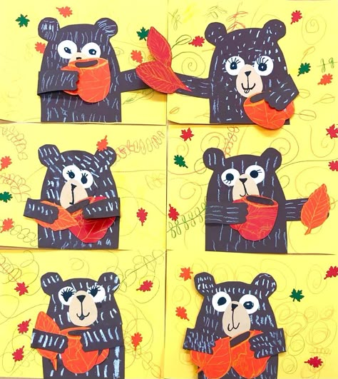 Michele Watts | My 1st graders made @kerry.daley_artteacher ‘s Autumn Bears. 🧡🍂🐻☕️🍁 #artteachersofinstagram #iteachart #studentartwork #bears #autumn… | Instagram Autumn Art Lessons Elementary, Fall Art Bulletin Board Ideas, Autumn Art For Kids, Fall Art Lessons, Teacher Collaboration, High School Art Teacher, Grade 1 Art, Elementary Art Classroom, Art Classroom Management