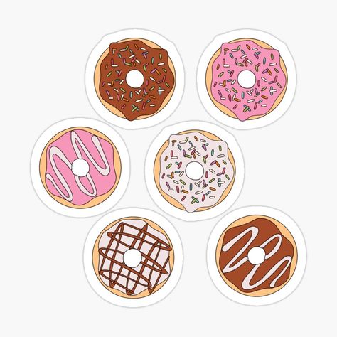 Donut Stickers Printable, Stickers Packs Printable, Donuts Stickers, Donut Sticker, Iphone Stickers, Preppy Stickers, Drink Stickers, Bubble Stickers, Fruit Wallpaper