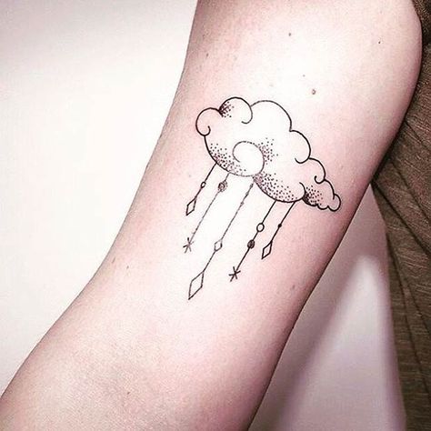 love this little cloud, though perhaps a dagger or sword hanging from it and an umbrella below? Rain Cloud Tattoos, Cloud Tattoo Ideas, Cloud Tattoos, Cloud Tattoo Design, Rain Tattoo, Storm Tattoo, Petit Tattoo, Tattoo Ideas Small, Kunst Tattoos