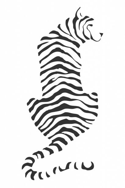 Black and white illustration of a sitting tiger showing off his lovely stripes clipart isolated on white background Tiger Stencil, Fierce Tattoo, Tiger Silhouette, Art Tigre, Animal Stencil, Soyut Sanat Tabloları, Silhouette Stencil, Tiger Art, Art Africain