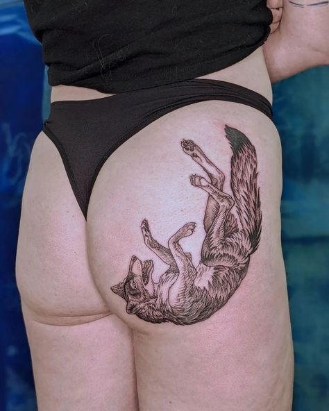 Animal Stomach Tattoos, Wolverine Tattoo Animal, Cowbell Tattoo, Growling Wolf Tattoo, Canine Tattoo, Therian Tattoo, Long Neck Dinosaur Tattoo, She Wolf Tattoo, Above Knee Tattoo Words