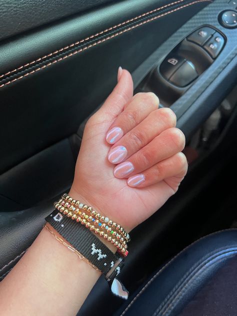 White Chrome Pink Nails, Crome Nails Colors, Milky White Pink Chrome Nails, Chrome Pink And White Nails, Light Pink With White Chrome Nails, Light Pink Pearl Chrome Nails, Light Pink Chrome, Light Pink Chrome Nails, Opi Pink