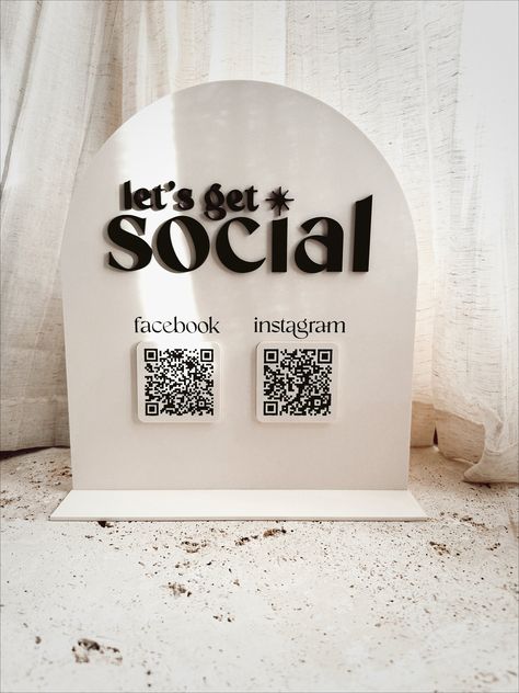 Level up your business with this custom engraved QR code/social media sign. Perfect for your front desk, retail shelves & pop-ups. Get your customers to your links faster and easier. These custom QR code signs are not only beautiful displays to showcase your logo/branding but they are the perfect tool to drive more people to your website, and social media platforms so you can grow and retain new customers. Customize the size, materials & colors Standard size is approximately 10x12" (We can customize your sign to any dimensions, so if you don't see the size you want in the drop down menu, send us an email at cinderandsootstudio@gmail.com) Choose how many QR codes you want displayed Your choice of engraved or raised acrylic logo Includes base Option to add business card holder Black acrylic Vendor Table Display, Qr Code Social Media, Back To School Signs, Chalk Stencils, Acrylic Logo, Everyday Home Decor, Vendor Table, Business Card Displays, Qr Code Sign