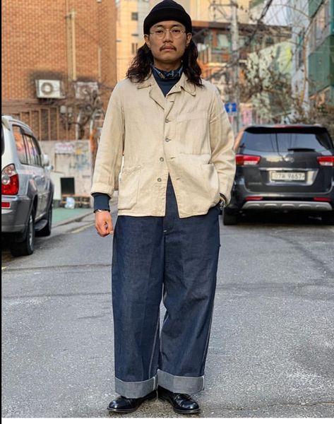 Fisherman Jacket Outfit, Japanese Grandpa Style, Men Workwear Outfit, Japanese City Boy Style, Japanese City Boy Fashion, Amekaji Mens Fashion, Japanese Americana Fashion, Japanese Americana Fashion Men, Japan Fashion Street Men