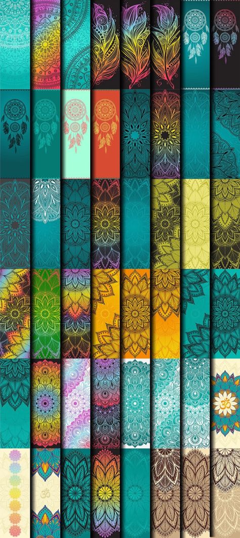 Bundle of patterns for print on yoga mats. Created with hand drawn ethnic mandalas, feathers and dreamcather. Many different variations for make amazing designed yoga mats for each individual person.  #yoga #pattern #mat #graphic #design #branding Yoga Mat Design Graphics, Easy Yoga For Beginners, Yoga Mat Pattern, Medium Psychic, Yoga Pattern, Yoga Artwork, Diy Yoga, Surf Yoga, Mat Design