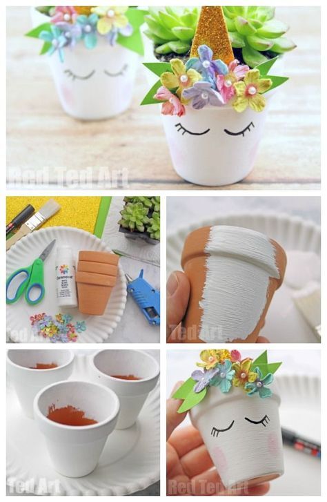 Unicorn Succulent Planter DIY. DIY Unicorn Planter. Unicorn DIYs. Unicorn Gift Ideas for Mother's Day or Teacher's Gifts. Succulent Crafts for kids #spring #mothersday #unicorns #giftideas Unicorn Diy, Succulent Planter Diy, Planter Diy, Diy Unicorn, نباتات منزلية, Unicorn Crafts, Unicorn Decorations, Wine Bottle Diy Crafts, Popsicle Stick Crafts