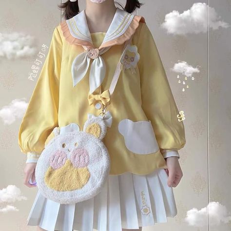 Pompompurin Dress, Yellow Cute Outfits, Cute Outfits Yellow, Cute Yellow Outfits, Duck Outfit, Dollcore Outfits, Quiz Ideas, Cute Kawaii Clothes, Kawaii Outfit Ideas