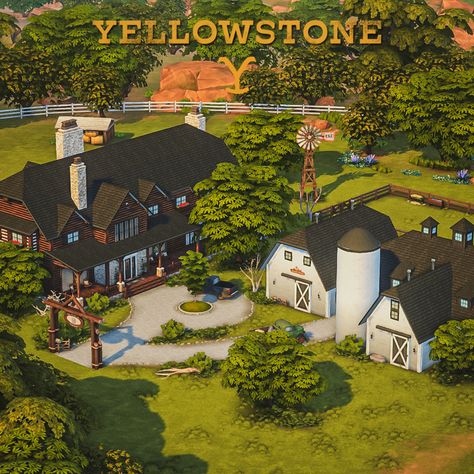 Sims 4 Horse Ranch, Horse Ranches, Tv Show House, Yellowstone Dutton Ranch, Family Ranch, Sims 4 Family, Dutton Ranch, Sims 4 House Plans, Ranch Farm