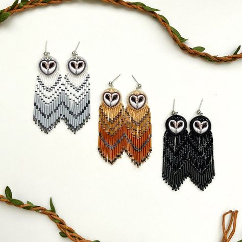 Owl Earrings Diy, Boho Beaded Earrings, Braid Jewelry, Art Perle, Native American Beaded Earrings, Owl Earrings, Native American Style, Handmade Earrings Beaded, Beaded Earrings Patterns