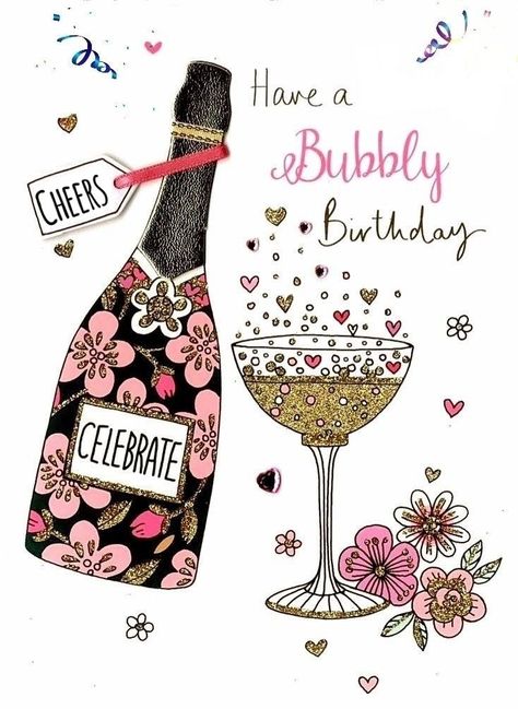 Champagne - Have a Bubbly Birthday - Flowers - Pink. Custom edit by lechezz Happy Birthday Cheers, Happy Birthday Wine, Champagne Birthday, Birthday Wishes Greetings, Birthday Wishes Flowers, Birthday Greetings Friend, Happy Birthday Wishes Photos, Happy Birthday Art, Happy Birthday Greetings Friends