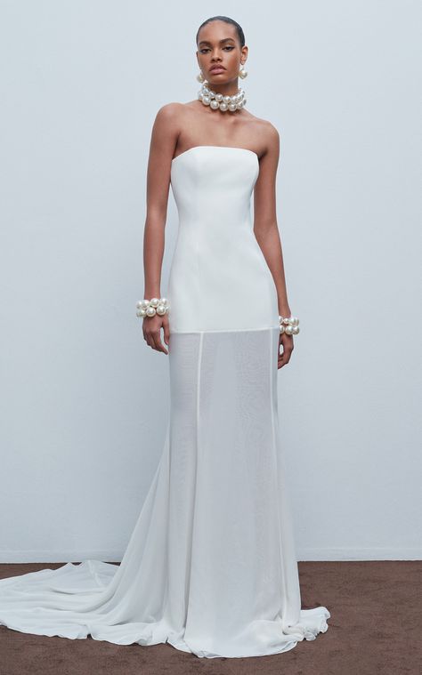 Women's Ila. Pre Fall 2024 Collection | Moda Operandi Dress Editorial Photography, Carolina Herrera Wedding Dress, Casual Bride, 2nd Wedding Dresses, Chiffon White Dress, Dream Wedding Ideas Dresses, Long White Dress, Formal Dinner, Chiffon Gown