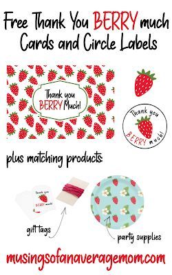 Free Thank You Berry Much Cards and strawberry circle labels I Love You Berry Much Printable, Thank You Berry Much Tag Free Printable, You’re A Lifesaver Free Printable, Thank You Berry Much, Free Printable Nurse Appreciation Tags, I Love You Berry Much Card, Gift Tag Template Free Printable, Gift Tag Template Free, Babysitter Gifts