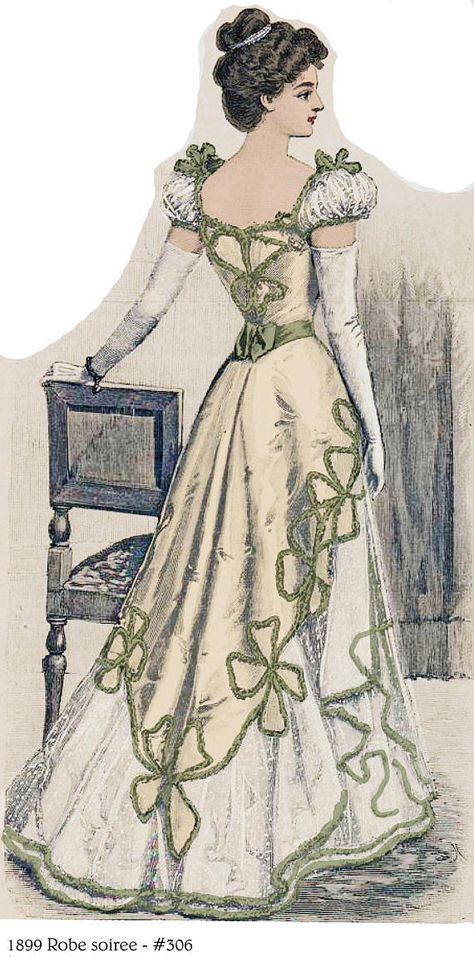 1899 Victorian pattern for Ballgown/Robe de soiree sized for Bustle Dress Pattern, Victorian Ballgown, 1890s Dress, 1899 Fashion, 1890s Fashion, Lingerie Patterns, Victorian Pattern, Century Dress, Bustle Dress