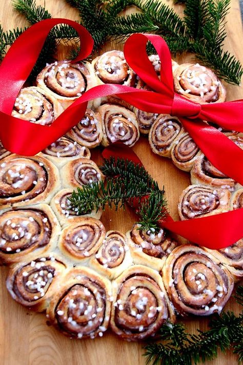 Spiced Cinnamon Cardamom Swirl Wreath | A Cup of Sugar ... A Pinch of Salt | Bloglovin’ Pearl Sugar, Active Dry Yeast, Holiday Breakfast, Pastry Brushes, Cinnamon Buns, That Moment When, Breakfast Breads, Pinch Of Salt, Cookie Sheet