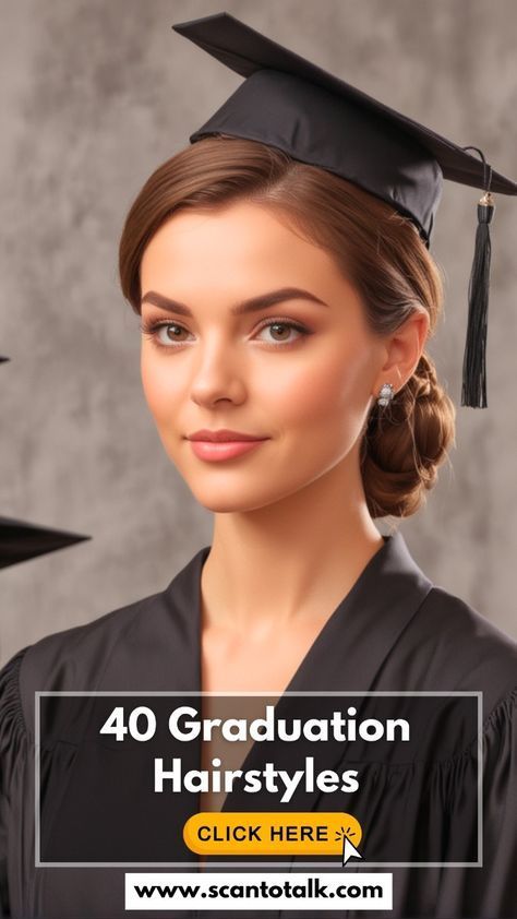 Simple Hairstyles For Medium Hair Graduation, Cute Hairstyles Graduation, Black Hairstyles For Graduation, Grad Photo Hairstyles, Short Hair With Graduation Cap, Graduation Hairstyles With Cap Medium, Convocation Hairstyles, College Graduation Hairstyles With Cap, Graduation Day Hairstyles