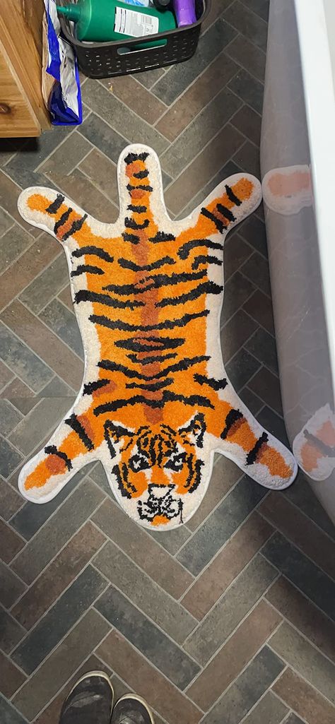 Amazon.com: Tiger Bath Mat for Bathroom, Cute Yellow Tiger Rug Animal Shaped Bathroom Rugs and Mat Non-Slip Shower Rugs Decor Carpet Playmat Absorbent Bathtub Rug Washable (22.5x34.5in) : Home & Kitchen Tiger Rug Bathroom, Aesthetic Bath Rug, Tiger Bath Mat, Bathroom Cute, Aesthetic Bath, Tiger Rug, Pinterest Contest, Bathroom Aesthetic, Bathroom Rugs And Mats