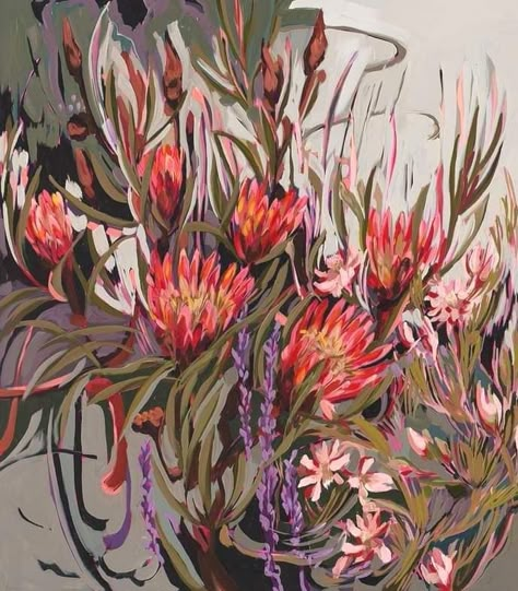 Fynbos Art, Australian Flowers, Australian Native Flowers, Native Flowers, Acrylic Painting Tips, Art At Home, Australian Native, Paint On Canvas, Flower Paintings