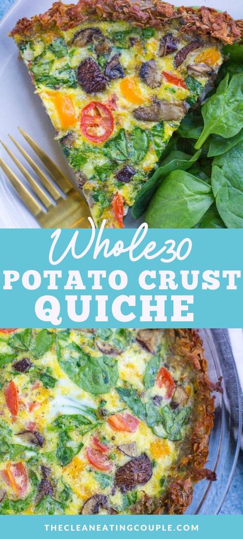 Vegetarian Paleo Meal Plan, Potato Crust Quiche, Whole 30 Vegetarian, Vegetarian Quiche, Potato Crust, Breakfast Kitchen, Easy Whole 30 Recipes, Shredded Potatoes, Paleo Meal Plan