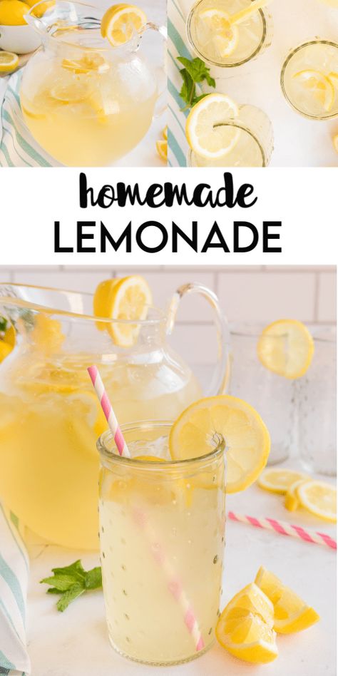 Homemade Lemonade is a refreshing summer drink recipe that is bursting with lemon flavor and sweetened to your likeness. Perfect for a hot summer day! Recipe Lemonade, Homemade Lemonade Recipe, Good Lemonade Recipe, Easy Lemonade Recipe, Easy Alcoholic Drinks, Lemonade Drink, Homemade Lemonade Recipes, Best Lemonade, Fresh Squeezed Lemonade