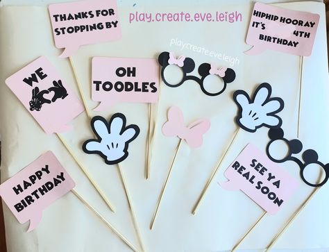 Minnie mouse and mickeymiuse photo booth props Minnie Mouse Photo Booth, Mickey Mouse Photo Booth, Mickey Mouse Photo, Mickey Mouse Photos, Photobooth Props Printable, Mouse Photos, Minnie And Mickey, Mouse Party, Mouse Birthday