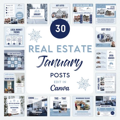 Winter Real Estate Posts, January Real Estate Posts, January Real Estate, January Vibes, Real Estate Instagram Posts, Cozy January, Real Estate Instagram, Realtor Social Media, Facebook Content