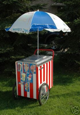 DIY Good Humor Ice cream cart Ice Cream Cart Diy, Diy Ice Cream Cart, Graduation Display, Good Humor Ice Cream, Cooler Table, Ice Cream Stand, Bounce Houses, Ice Cream Cart, Display Boards