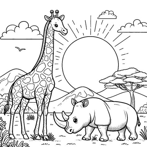 Zoo Coloring Pages, Beauty Of Africa, Sleeping Animals, Acacia Tree, Printable Pictures, Africa Safari, Symbols Of Strength, Golden Sun, Animal Coloring