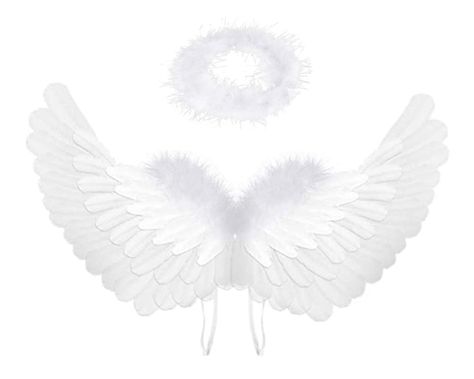 PRICES MAY VARY. Quality angel wings and halo. Adopting beautiful imported goose feathers, after precise processing, the wings are sturdy and durable, not easy to deform and fade.Better than similar products quality wings can be used multiple times. The angel wings suitable for children over 3 years old and teenager is very light, and the armband is made of high-quality elastic band, which is very comfortable to wear. The angel wings and halo have the perfect size. When the wings are open, the w