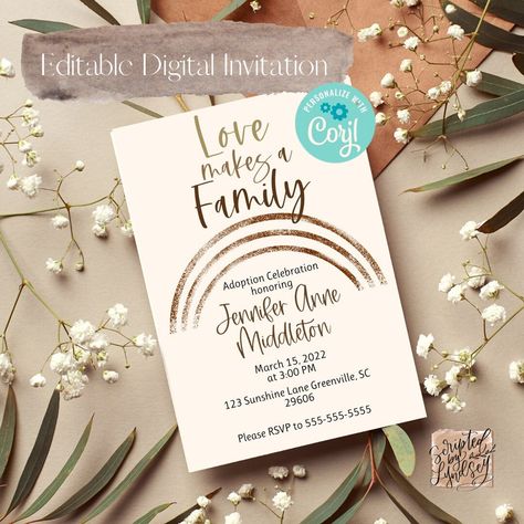 Adoption Shower Invitations, Adoption Invitations, Adoption Baby Shower, Love Makes A Family, Family Adoption, Adoption Signs, Adoption Shower, Adoption Announcement, Adoption Party