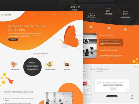 Add Nectar Web design Orange Company, Designer Website Design, Orange Web, Web App Ui Design, App Ui Ux Design, Colorful Website, Brand Inspiration Board, Design Sites, Designer Website